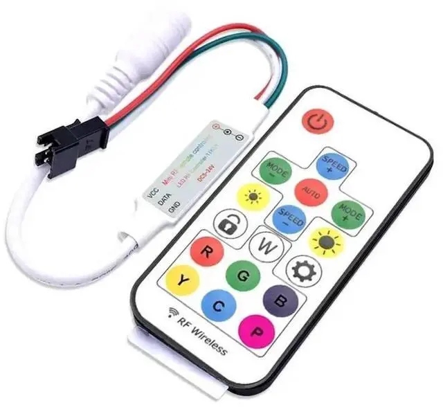 Alt view image 2 of 3 - 17Key Digital RGB LED Strip Controller for WS2812B WS2811, 2048Pixels, 300 Kinds of Changes, DC5V 12V, RF Wireless Remote