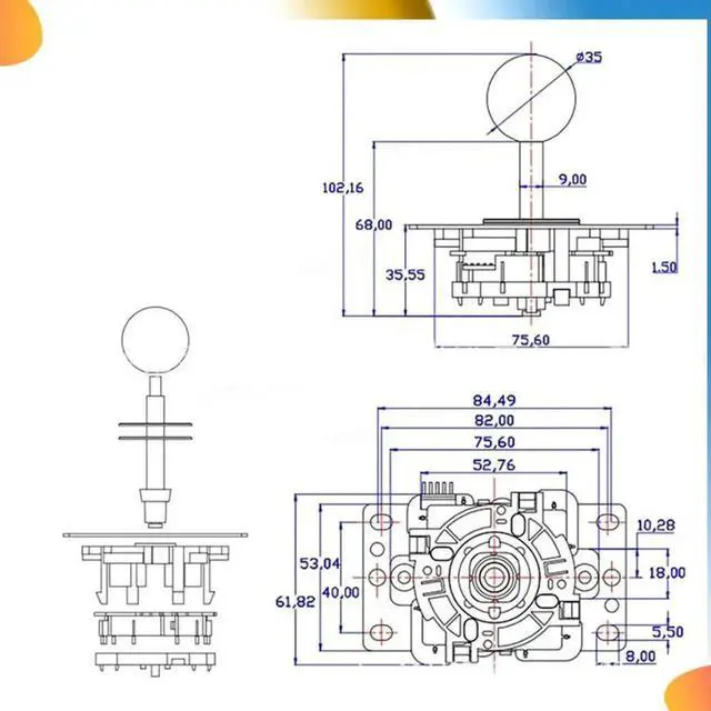 Alt view image 2 of 4 - Arcade Joystick Controller Joystick Joystick With Circuit Board 5P Pin Without Light Joystick Game Console Handle