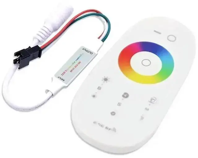 Alt view image 2 of 3 - 2.4G RF Touch Panel Dimmer for WS2812 Pixels Led Strip Light Remote, DC5 - 24V Mini Full Color SPI RGB Led Controller