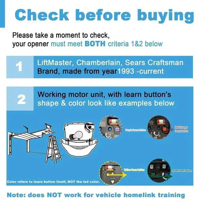 Alt view image 3 of 4 - Chamberlain For Liftmaster Craftsman 893LM 893Max 891LM 971LM 973LM 371LM Compatible Garage Door Opener Remote