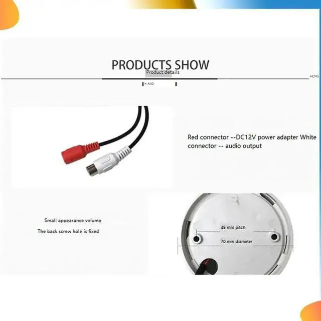 Main image of 2X Audio Monitoring MIC Sound Pickup Microphone For CCTV Surveillance Security IP Camera Built In Preamp Wired Voice