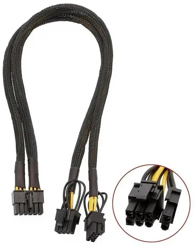 Alt view image 2 of 3 - Aomoproing 12Pin to Dual 8Pin(6+2) PCI-E Modular Power Cable for 50cm PSU Graphics Card Line