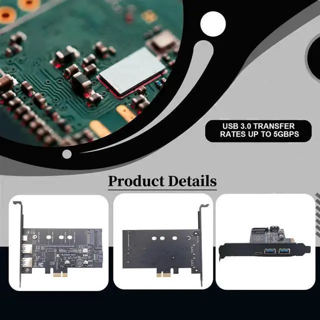 Alt view image 3 of 3 - Aomoproing PCI-E to USB 3.0 PCI Express Card Incl.1 USB C and 2 USB A Ports, M.2 NVME to PCIe 3.0 Adapter Card with Bracket Rich