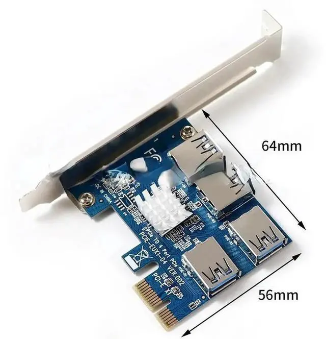 Alt view image 2 of 2 - Aomoproing PCIE To PCI-E Adapter 1 Turn 4 PCI-Express Slot 1x To 16x USB 3.0 Mining Special Riser Card PCI E Converter for BTC Miner 1pcs