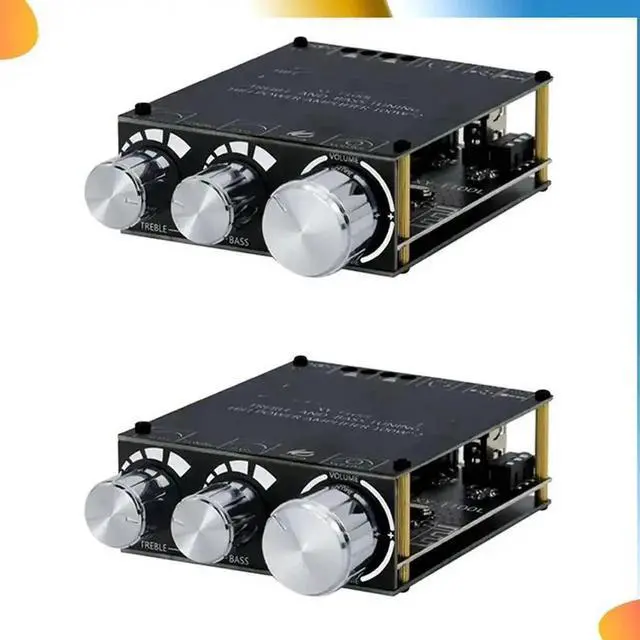 Alt view image 3 of 4 - Aomoproing 2X Bluetooth 5.0 100W+100W Power Subwoofer Amplifier Board 2.1 Channel Class D Home Audio Stereo Equalizer Amp XY-T100L