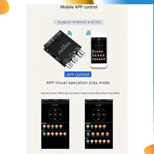 Main image of Aomoproing 2X Bluetooth 5.0 100W+100W Power Subwoofer Amplifier Board 2.1 Channel Class D Home Audio Stereo Equalizer Amp XY-T100L