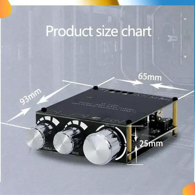 Alt view image 4 of 4 - Aomoproing 2X Bluetooth 5.0 100W+100W Power Subwoofer Amplifier Board 2.1 Channel Class D Home Audio Stereo Equalizer Amp XY-T100L