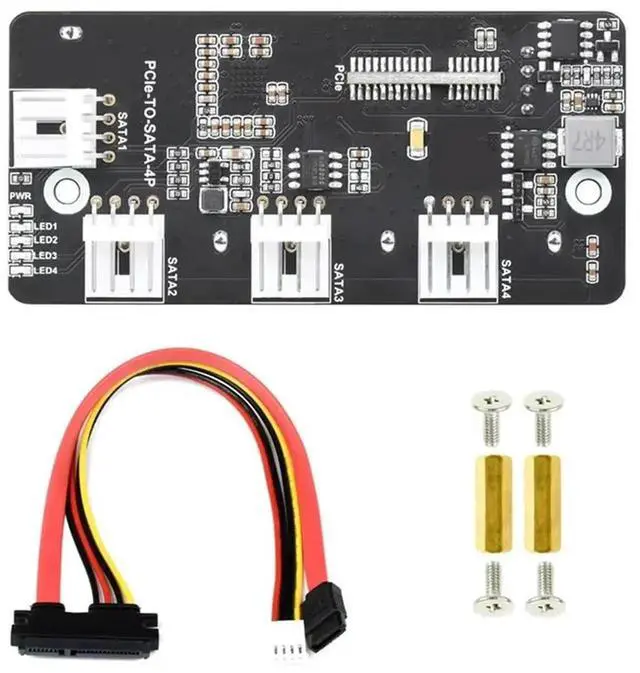 Alt view image 2 of 4 - Aomoproing For Raspberry Pi Compute Module 4 CM4 Pcie To SATA PCI-E To Four-Way SATA3.0 Card 6Gbps High-Speed SATA Expansion Board