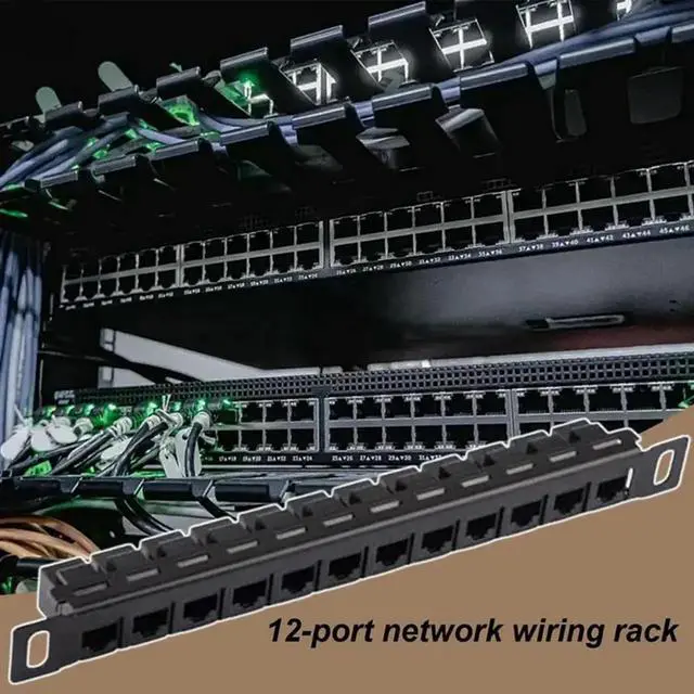 Alt view image 2 of 3 - Aomoproing Network Wire Organizer Rack For Cord Management 12 Port Patch Panel Unshielded Cat5e/Cat6 Cable