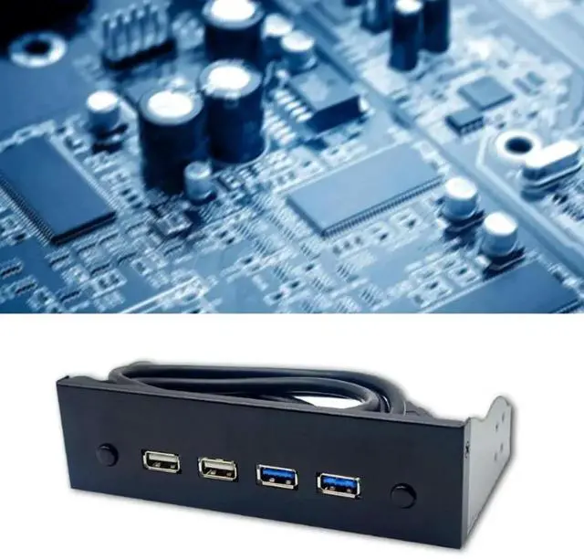 Alt view image 2 of 4 - Aomoproing Multifunctional 5.25" Media Dashboard USB Front Panel for PC Desktop 5.25" CD-ROM Bay USB3.0/2.0 19Pin 9Pin