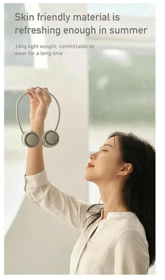 Alt view image 4 of 4 - Aomoproing Hanging Neck Fan Outdoor Leafless Portable Large Wind USB Lazy Person Hanging Neck Fan