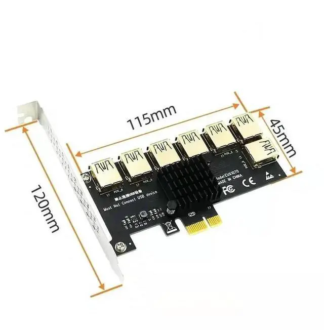 Alt view image 3 of 3 - Aomoproing Adapter For Bitcoin Mining PCI Express Multiplier Riser Card Extender PCIE 1X To 16X PCIE 1 to 7 USB3.0 Slot