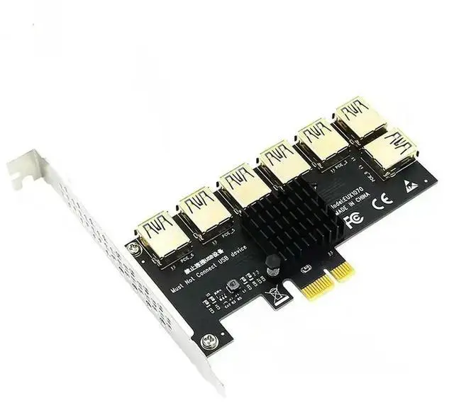 Alt view image 2 of 3 - Aomoproing Adapter For Bitcoin Mining PCI Express Multiplier Riser Card Extender PCIE 1X To 16X PCIE 1 to 7 USB3.0 Slot