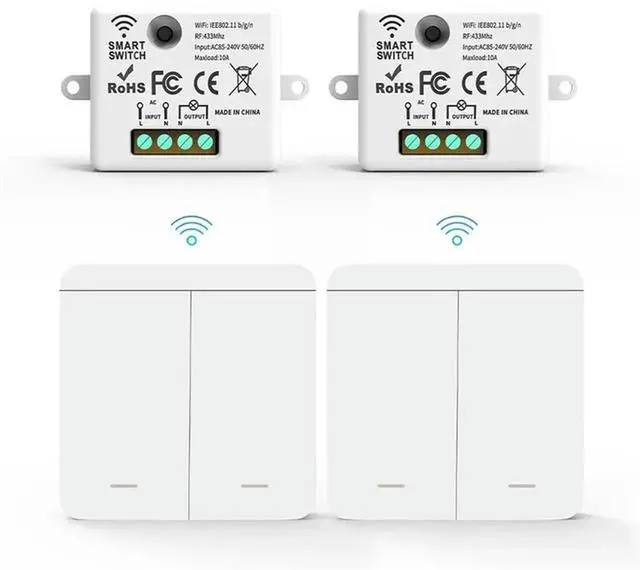 Alt view image 2 of 3 - Aomoproing 4PCS Wireless Light Wall Switch RF 433Mhz Relay Receiver With 2X 2Gang Panel Switch LED Remote Control For LED Lam