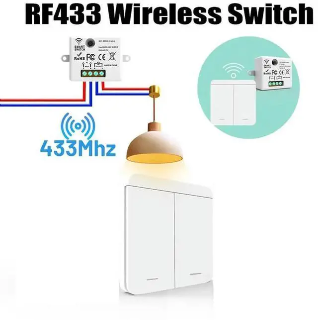 Alt view image 3 of 3 - Aomoproing 4PCS Wireless Light Wall Switch RF 433Mhz Relay Receiver With 2X 2Gang Panel Switch LED Remote Control For LED Lam
