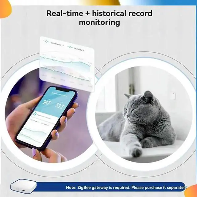 Alt view image 4 of 4 - Aomoproing APP Controlled Tuya Zigbee Temperature Humidity Sensor Indoor Hygrometer 2 Pcs Monitoring For Alexa Google Home