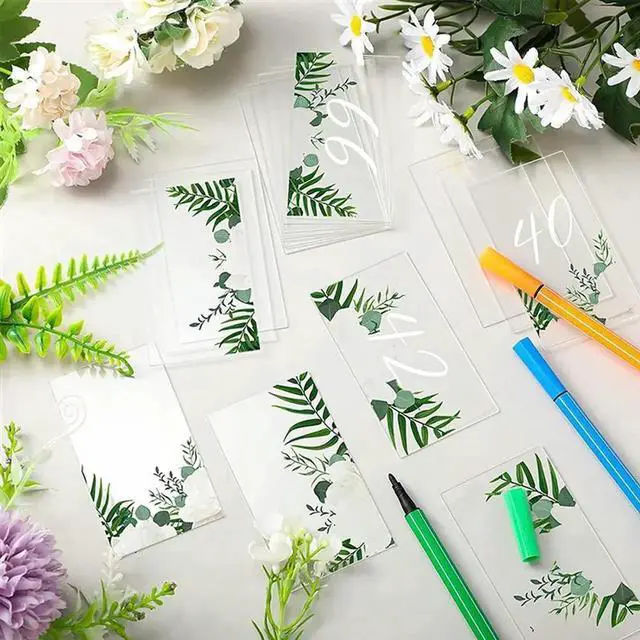 Alt view image 3 of 3 - Aomoproing 150Pcs Clear Acrylic Table Place Card Wedding Rectangle Seating Cards Names Tag Birthday Party DIY Decoration