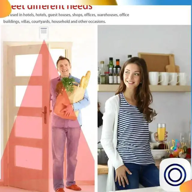 Main image of Aomoproing Wireless Doorbell PIR Infrared Sensor Motion Detector Entry Door Bell Alarm With Receiver & Transmitter EU Plug