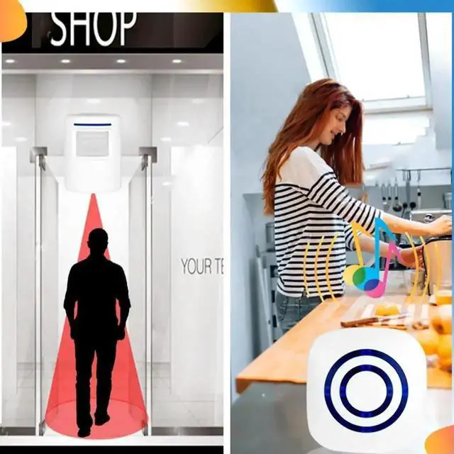 Alt view image 2 of 4 - Aomoproing Wireless Doorbell PIR Infrared Sensor Motion Detector Entry Door Bell Alarm With Receiver & Transmitter EU Plug