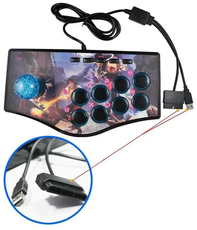 Alt view image 6 of 6 - Aomoproing Retro Arcade Game Rocker Controller Usb Joystick For Ps2/Ps3/Pc/Android Smart Tv Built-In Eight Direction Joyst Rich