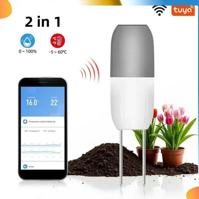 Main image of Aomoproing Tuya Soil Meter Temperature And Humidity Soil Detector APP Remote For Garden Home Farms