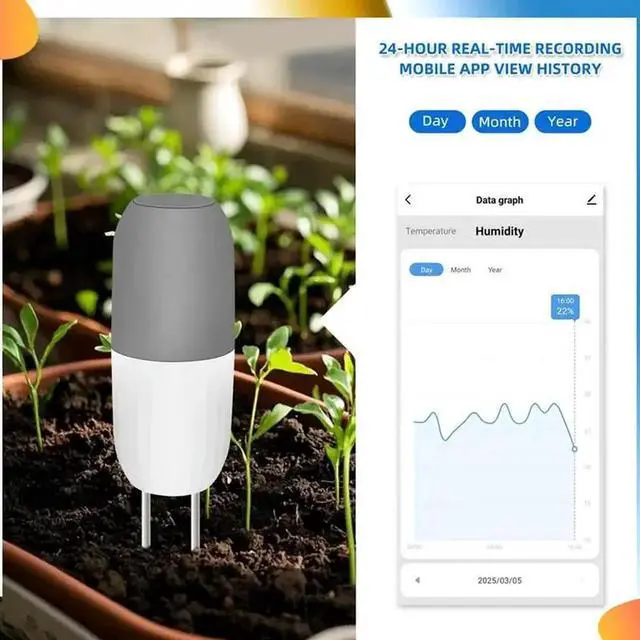 Alt view image 4 of 4 - Aomoproing Tuya Soil Meter Temperature And Humidity Soil Detector APP Remote For Garden Home Farms