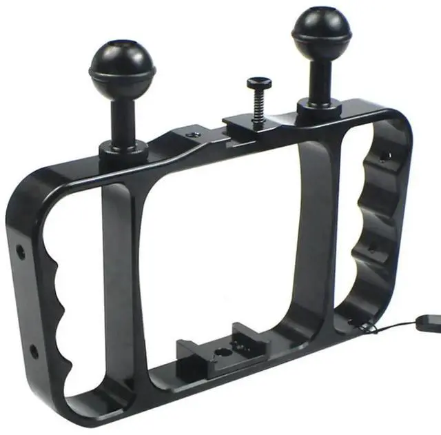 Alt view image 3 of 6 - Aomoproing Double-Handheld Diving Bracket Selfie Stick Stabilizer For Gopro 13 Camera For Underwater Sports, Photography, Sel