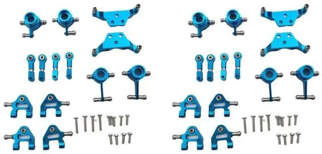 Alt view image 6 of 6 - Aomoproing 2 Set Metal Upgraded Parts Steering Cup Swing Arm Shock Absorber Plate Set For Wltoys P929 P939 K969 K979 K989 K999,Bl
