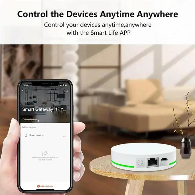 Aomoproing Tuya Zigbee 3.0 Gateway Hub Home Bridge Remote Control Automation Device With Network Wire For Alexa Google