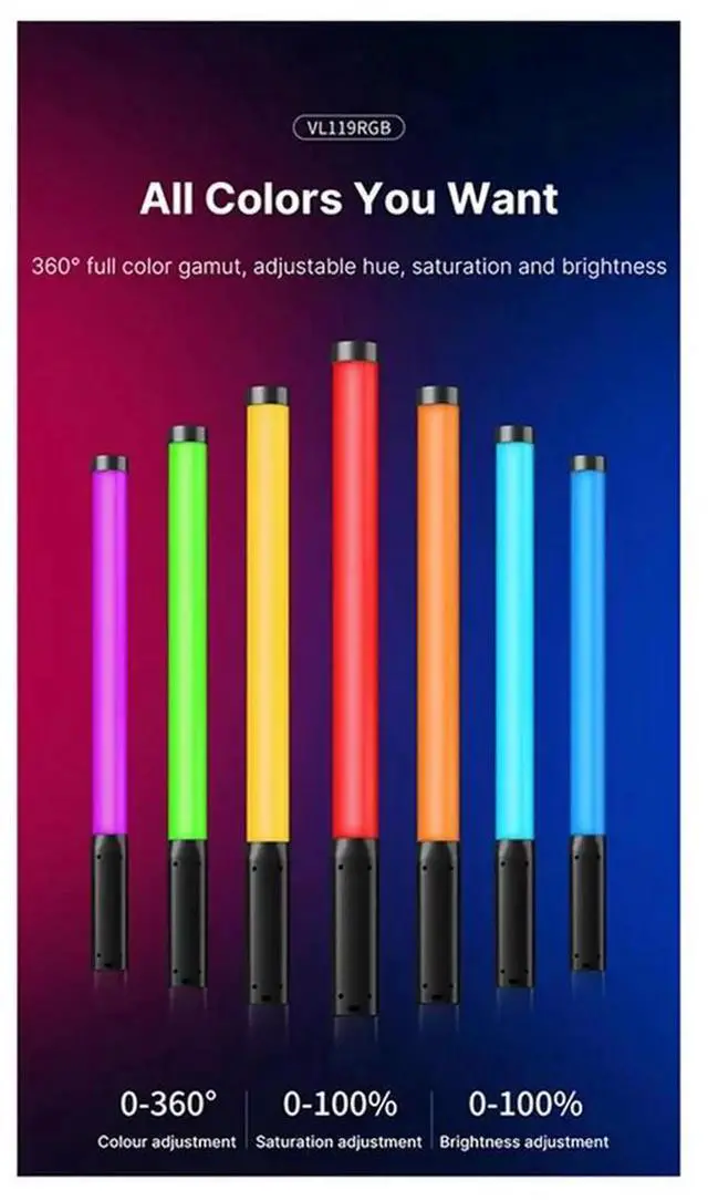 Alt view image 3 of 6 - Aomoproing Ulanzi VL119 RGB Stick Light Handheld Light Wand LED Video Light Portable Photography Lighting Fill Lamp