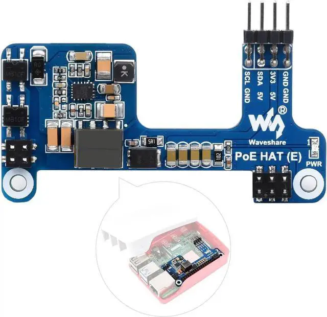 Main image of Waveshare PoE HAT (E) Compatible with Raspberry Pi 3B+/4B 802.3af-Compliant, Fully Isolated Switched-Mode Power Supply (SMPS)
