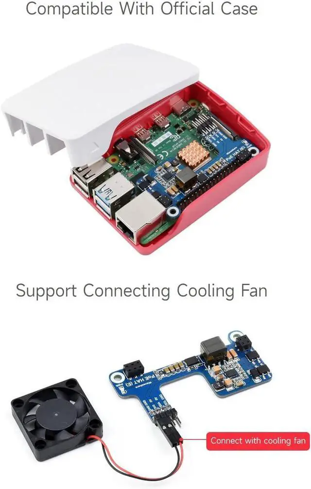 Alt view image 5 of 7 - Waveshare PoE HAT (E) Compatible with Raspberry Pi 3B+/4B 802.3af-Compliant, Fully Isolated Switched-Mode Power Supply (SMPS)
