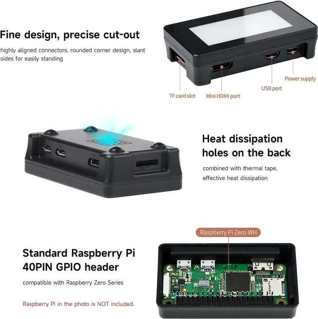 Alt view image 2 of 7 - 2.13inch Touch E-Paper E-Ink Display HAT Compatible with Raspberry Pi Zero/Zero W 250×122 Pixels with ABS Protection Case Supports Partial Refresh