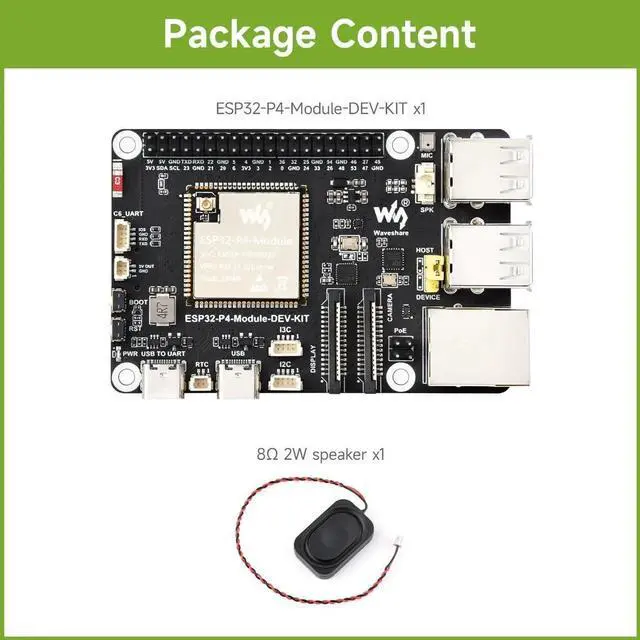 Alt view image 6 of 7 - Waveshare ESP32-P4-Module High-Performance Development Board, Based On ESP32-P4 and ESP32-C6, Supports Wi-Fi 6 and Bluetooth 5/BLE, Includes Speaker