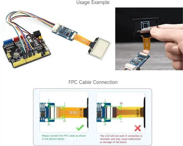 Alt view image 3 of 7 - 1.51inch Transparent OLED 128×64 Resolution Compatible with Raspberry Pi 4B/3B+/3A+ Embedded Independent Driver Chip SPI/I2C Interfaces Light Blue Color Display