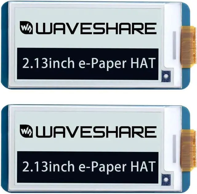 Main image of 2PCS Waveshare 2.13inch E-Ink Display HAT V4 Version Compatible with Raspberry Pi 5/4B/3B+/3B/2B/B+/A+/Zero/Zero W/WH/Zero 2W, 250x122 Resolution SPI Interface Supports Partial Refresh