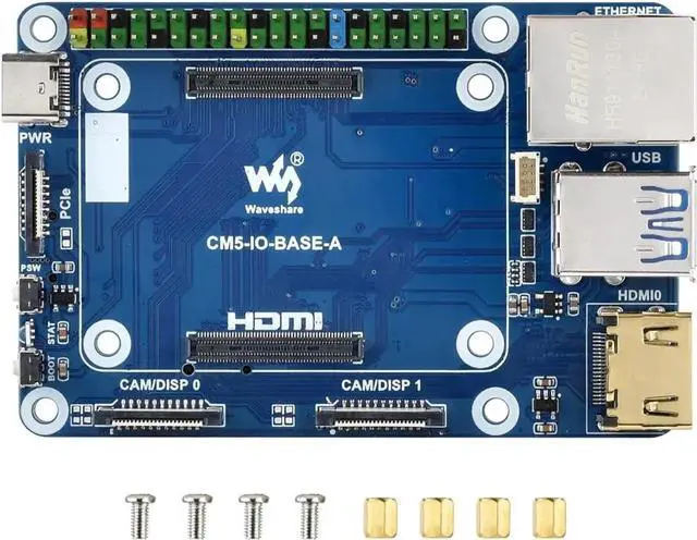 Main image of Mini Base Board for Raspberry Pi CM5 Lite/eMMC Series Module, Compute Module 5 Mini IO Board with CM5 Socket/40PIN GPIO Header/RJ45 Gigabit Eth/16PIN PCIe/HDMI/USB 3.2/USB 2.0 Interface etc.