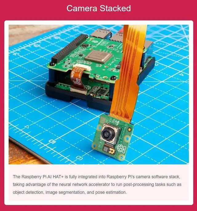 Alt view image 2 of 7 - Official Raspbery Pi AI HAT+, Build-in 13 Tops Hailo-8 AI Accelerator to Quickly Build A Wide Range of AI-Powered Applications, High-Performance AI HAT Suitable for Raspbery Pi 5 (RPi AI HAT+ (13T))