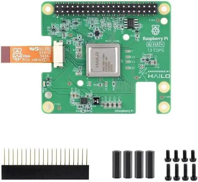 Main image of Official Raspbery Pi AI HAT+, Build-in 13 Tops Hailo-8 AI Accelerator to Quickly Build A Wide Range of AI-Powered Applications, High-Performance AI HAT Suitable for Raspbery Pi 5 (RPi AI HAT+ (13T))