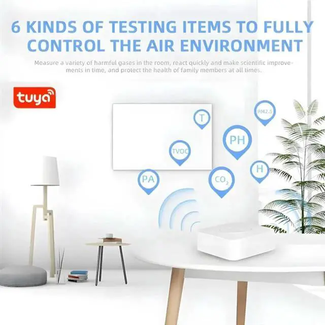 Alt view image 4 of 4 - Aomoproing Tuya Air Box Detector PM2.5,Formaldehyde, Vocs, CO2 Detection Air Monitor Air Housekeeper