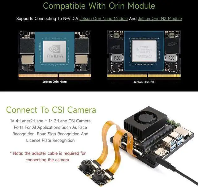 Alt view image 4 of 7 - Jetson Orin Nano/NX AI Development Board, Based On Jetson Orin Nano and Jetson Orin NX Module, Compatible with N-VIDIA Jetson Orin Super Carrier Board