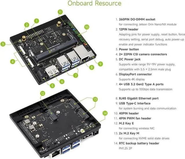 Alt view image 3 of 7 - Jetson Orin Nano/NX AI Development Board, Based On Jetson Orin Nano and Jetson Orin NX Module, Compatible with N-VIDIA Jetson Orin Super Carrier Board