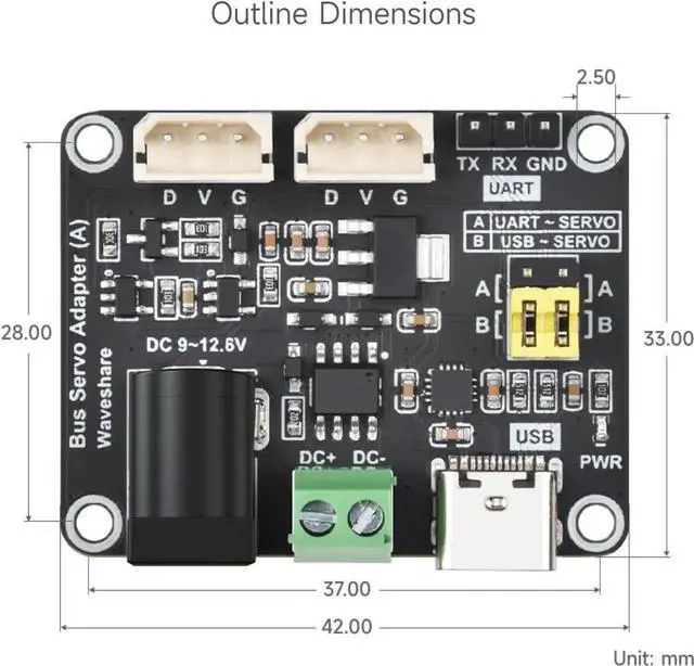 Alt view image 3 of 7 - Serial Bus Servo Driver Board, Integrates Servo Power Supply and Control Circuit, Applicable for ST/SC Series Serial Bus Servos, Small in Size, Easy to Integrate