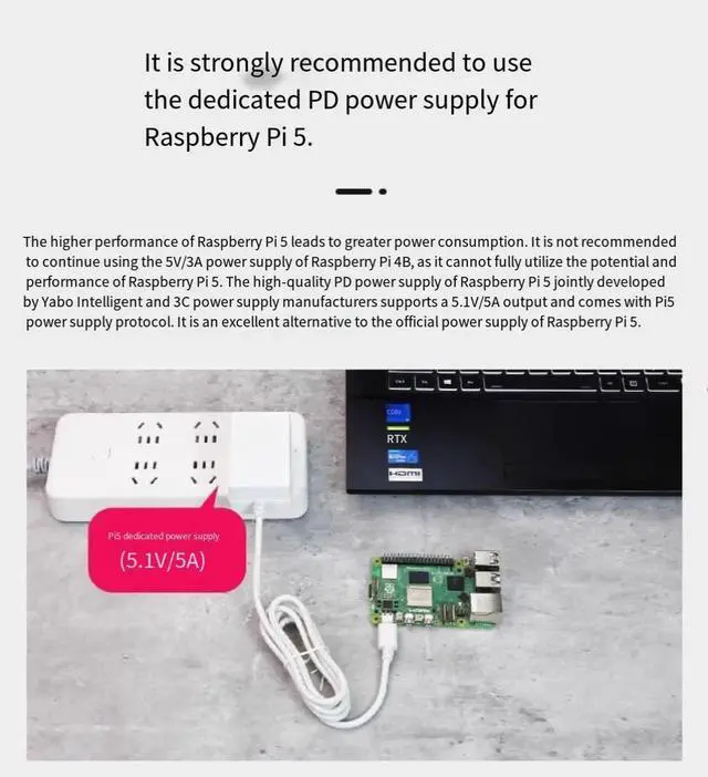 Alt view image 2 of 5 - Raspberry Pi 5 development board AI beginner kit PCIe programming motherboard IMX219 camera advanced package 2GB