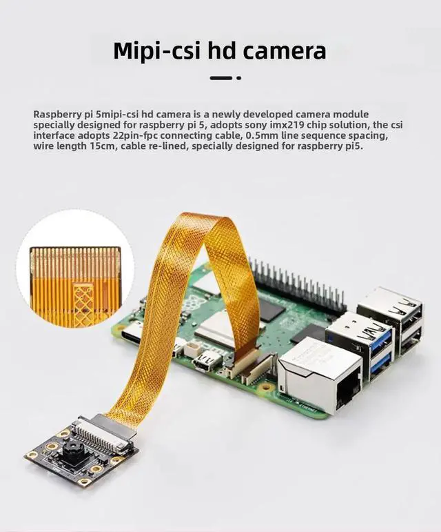 Alt view image 3 of 5 - Raspberry Pi 5 development board AI beginner kit PCIe programming motherboard IMX219 camera advanced package 2GB