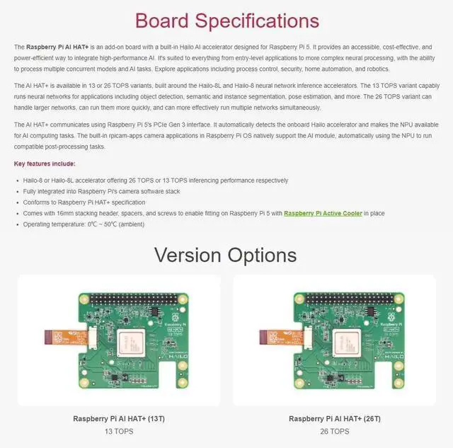 Alt view image 3 of 7 - Official Raspbery Pi AI HAT+, Build-in 26 Tops Hailo-8 AI Accelerator to Quickly Build A Wide Range of AI-Powered Applications, High-Performance AI HAT Suitable for Raspbery Pi 5 (RPi AI HAT+ (26T))