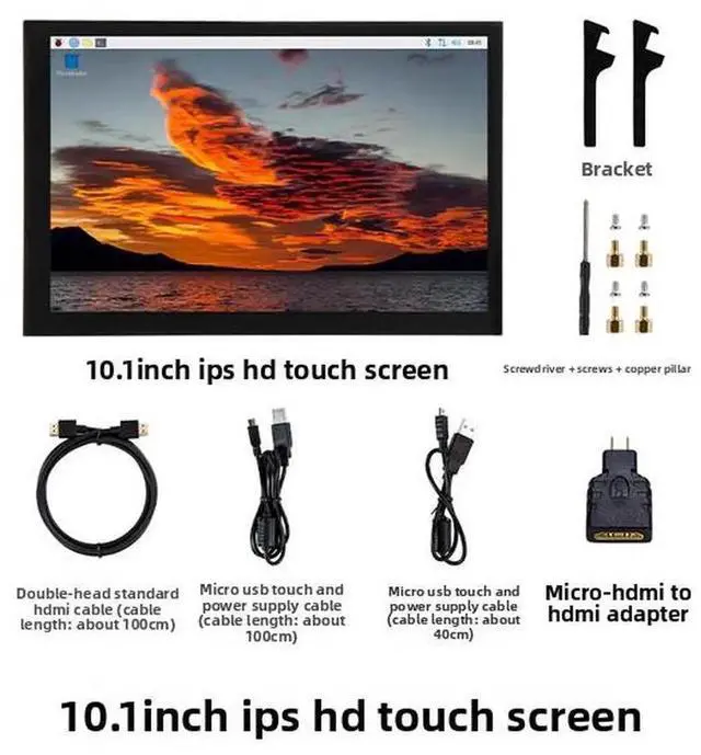 Alt view image 2 of 5 - Raspberry Pi 5 Development Board 10-inch Screen Package Comes with 10.1-inch HDMI LCD Display Screen, IPS Monitor and Stand 4GB