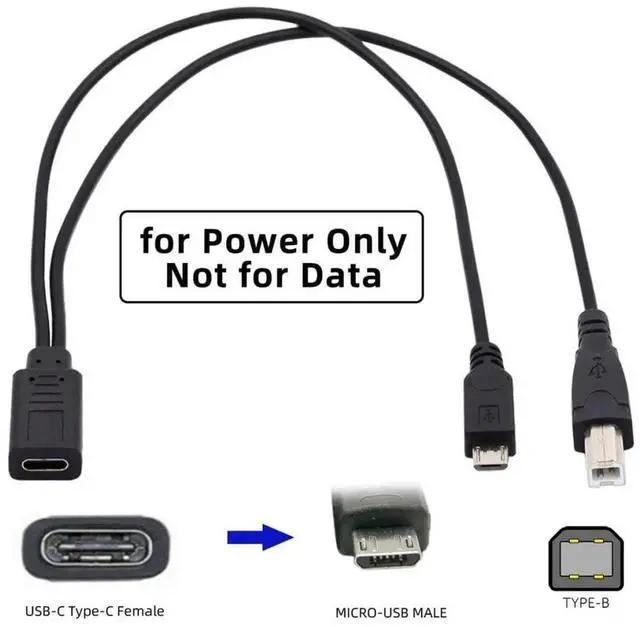 Alt view image 2 of 7 - USB C Splitter Multi Charging Cable,USB C 1 to 2 USB B/Micro USB Charge Extension Cable Supports Charging Two Devices at The Same Time 0.98FT/0.3M