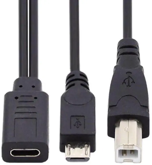 Alt view image 3 of 7 - USB C Splitter Multi Charging Cable,USB C 1 to 2 USB B/Micro USB Charge Extension Cable Supports Charging Two Devices at The Same Time 0.98FT/0.3M