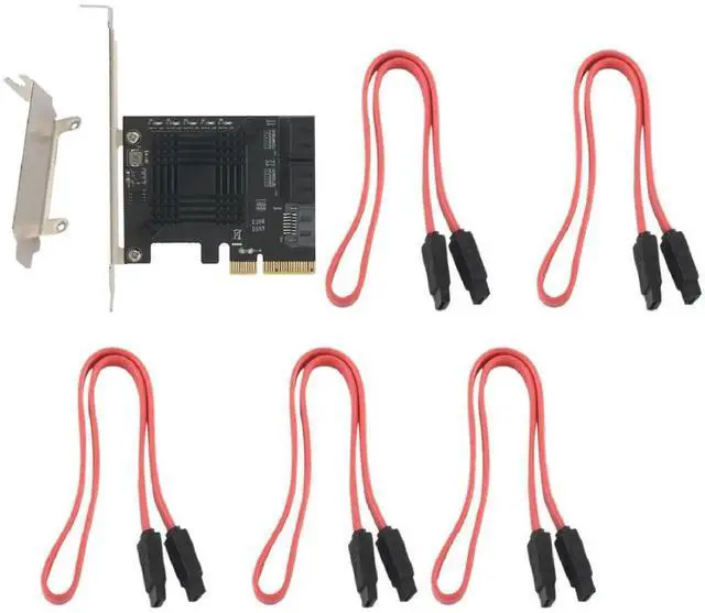Main image of FOR PCIE to 5-Port SATA III 6 Gbps SATA Controller Expansion Card Computer Chassis Adapter Card JMB585 with 5 Cables